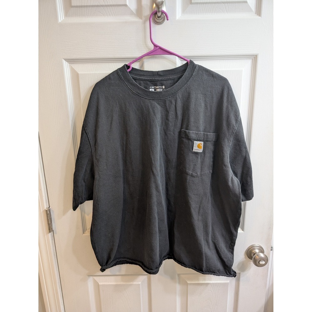 Carhartt Mens T Shirt Loose‎ Fit Black Pocket Tee Tall - Size XLT
